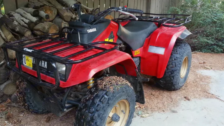 Love to get around on the gravel roads or or dirt trails to see and experience the wonders and beauties of nature. Yamaha YFM225 Moto4 1986