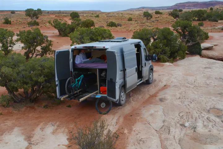 Slide-out bike storage for 2 bikes (up to 29" tires). Dodge Ram Promaster 2500 2018