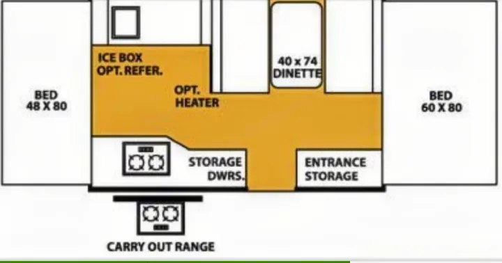 Basic layout of trailer, including pop-outs . Forest River Flagstaff 2011