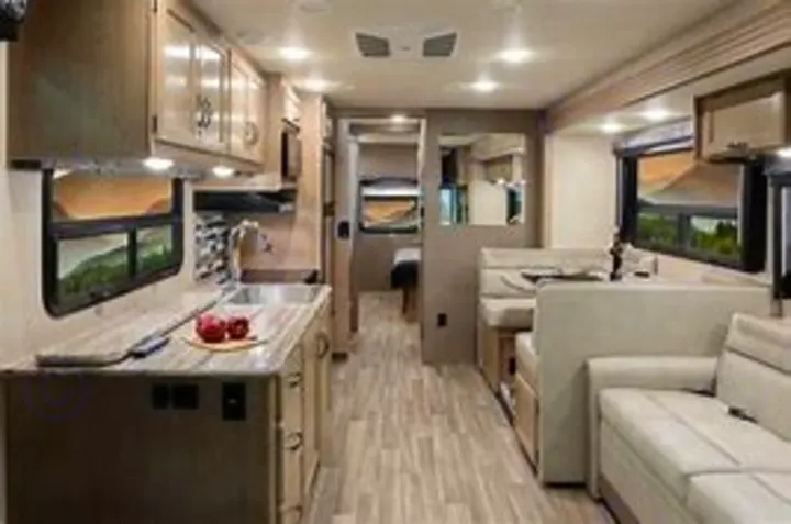 View of the Interior with the two sliders out. Thor Motor Coach A.C.E 2018