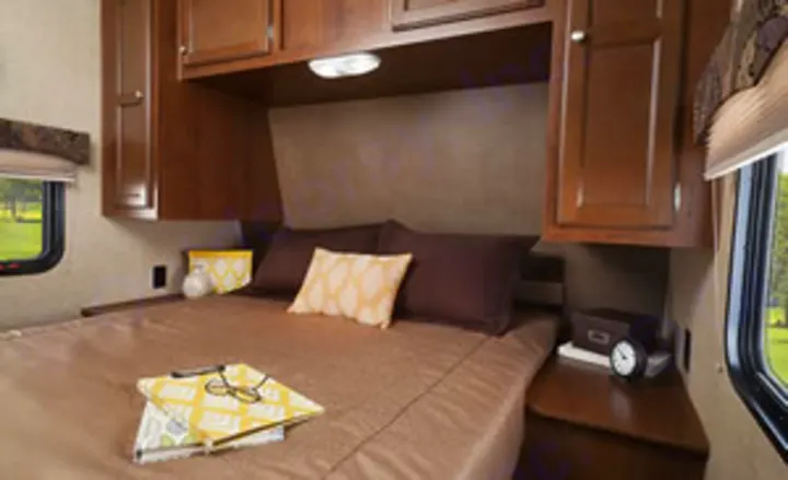 This is the queen bunk with lots of storage above you and tons of lighting. Jayco Jay Flight Swift 2014
