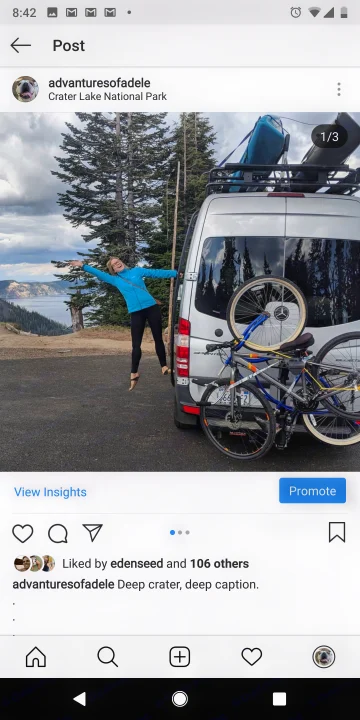 Playful pose at Crater Lake! Our RV rental, complete with bikes & kayak, made for an epic adventure.. Mercedes-Benz Sprinter 2016