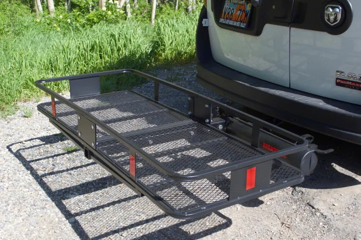 Practical rv rental: A Ram ProMaster City van with a hitch-mounted cargo carrier, providing ample outdoor storage.. Ram Promaster City 2018