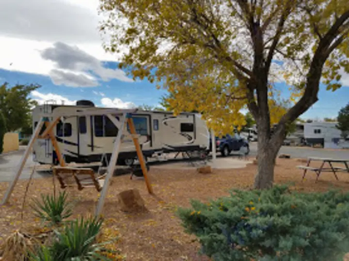 Our trailer at the Albuquerque KOA. Grand Design Reflection 2017