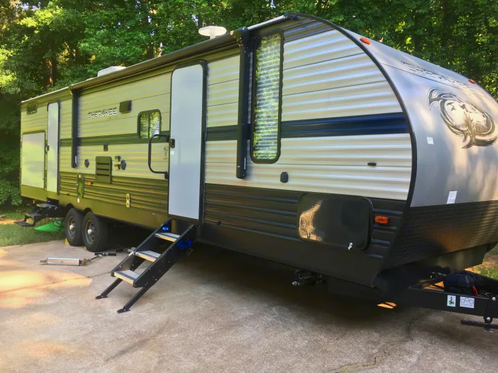 Here's the outside of our camper.. Forest River Cherokee 2019