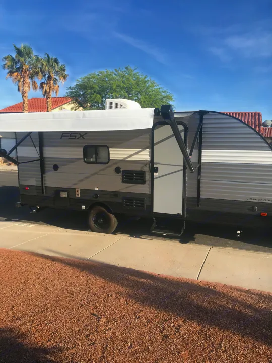front with awning out. Forest River Salem FSX 2018