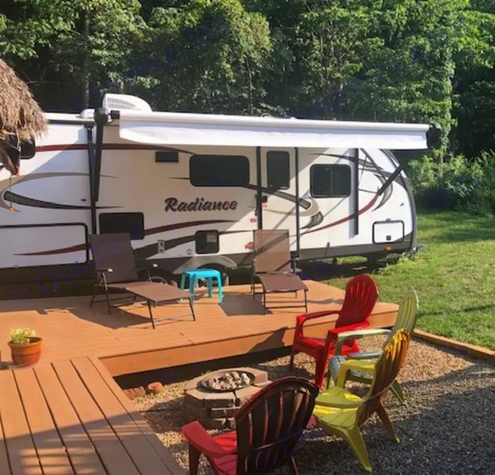 exterior view set up and ready to go. Cruiser Rv Corp Radiance 2015