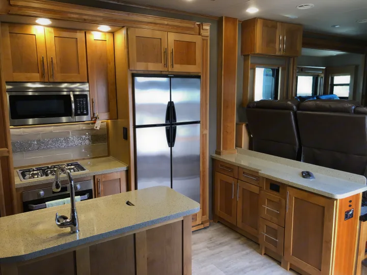 View of the galley into the “upstairs” living room . Vanleigh Vilano 2018