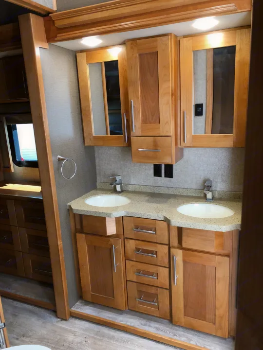 Large bathroom with his and hers sink basins . Vanleigh Vilano 2018