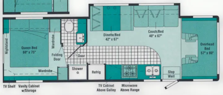 Spacious living area to provide space to move about the RV.. Itasca Spirit 2001