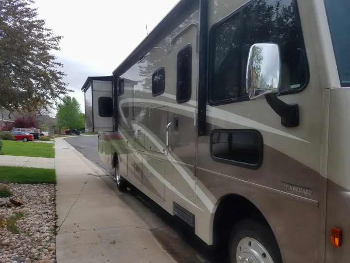From the front, 35.5 feet of fun!. Winnebago Vista 2017