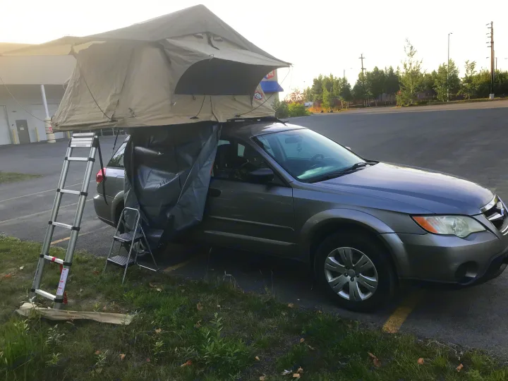 Roof top tent Passenger side. Subaru Forester Tent Top 2009
