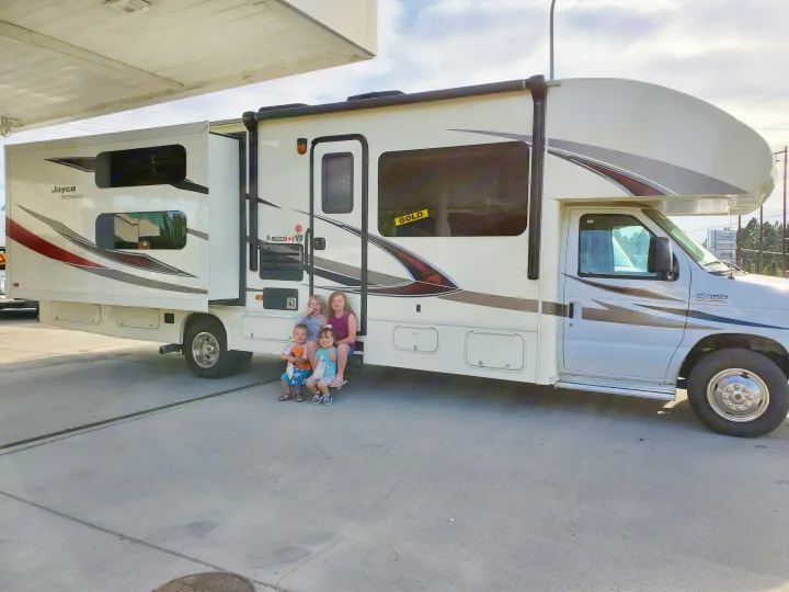 A picture of the day we made a family dream come true. We have four young kids and the RV life makes traveling enjoyable. We are excited to share our home on wheels with you on your next family adventure!. Jayco Redhawk 2017