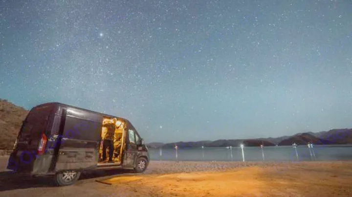 Camping at  Bahía Concepción, Baja Mexico.. Dodge Promaster 1500 2014