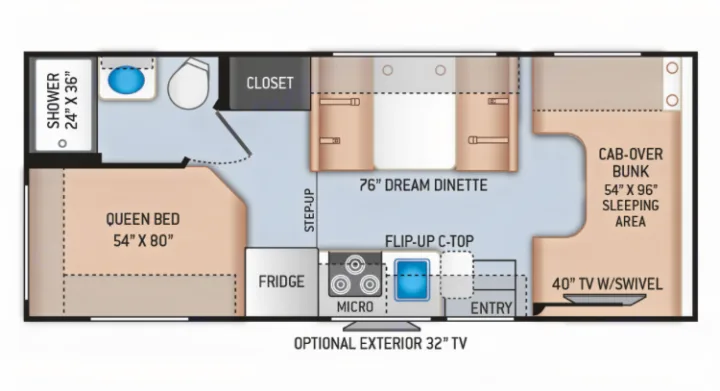 Roomy floor plan with no slide outs to hassle with!. Thor Motor Coach Chateau 2020