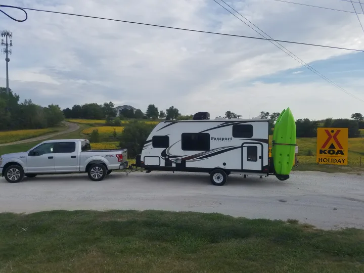 Easy to tow anywhere! Kayak rack is no longer there.. Keystone Passport 2017