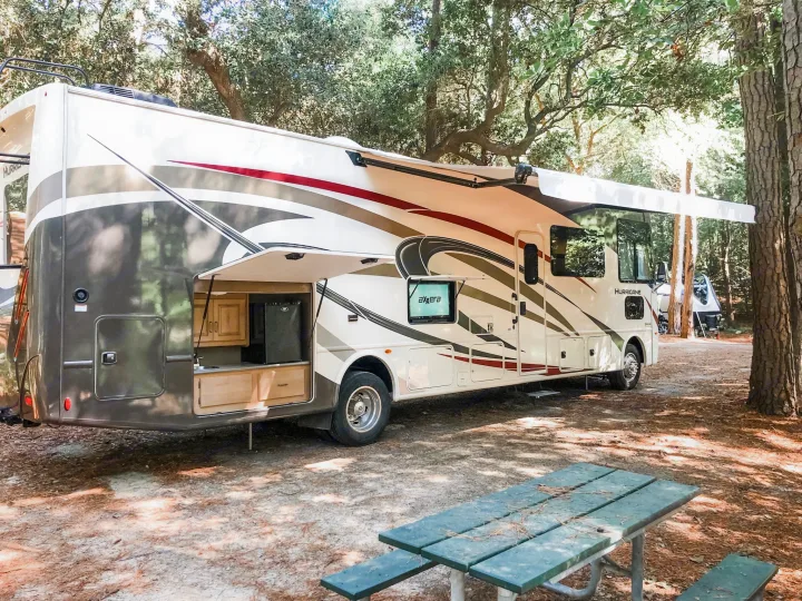 Outdoor kitchen and entertainment center!. Thor Motor Coach Hurricane 2019