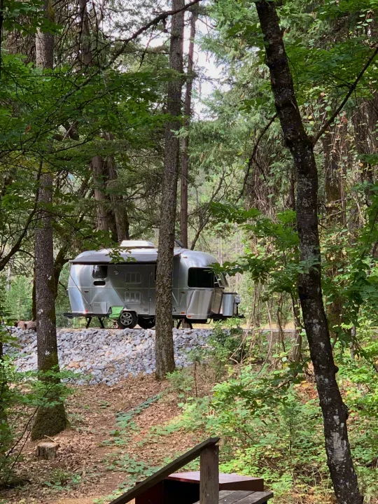 Eve at Castle Craggs State Park. Airstream Flying Cloud 2018