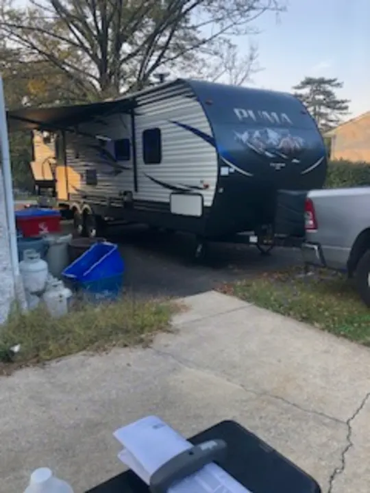 exterior shot with awning opened. Palomino Puma 2019
