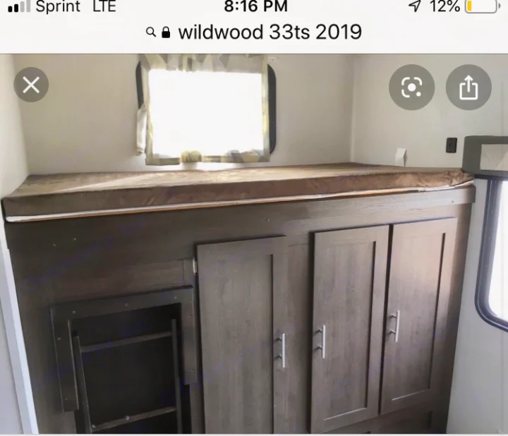 Second bedroom with top bunk and large closet. Wildwood 32qbss 33ts 2019