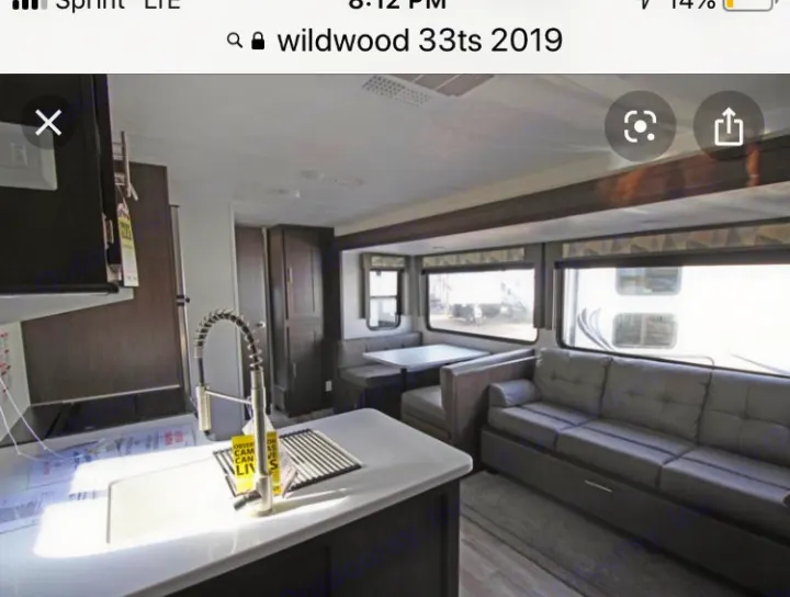Kitchen and Family room . Wildwood 32qbss 33ts 2019