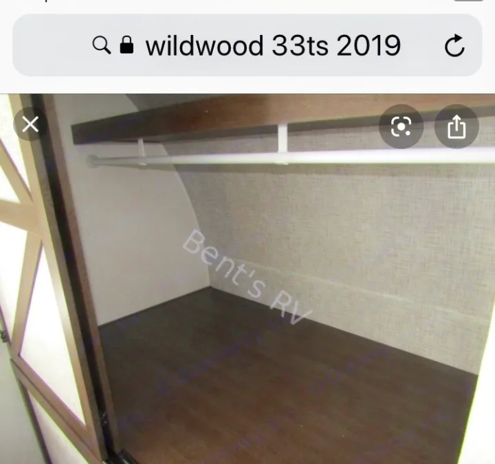 Inside view of master closet . Wildwood 32qbss 33ts 2019