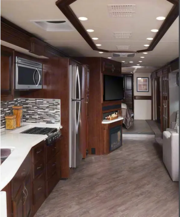 Galley looking aft. Fleetwood Pace Arrow LXE 2018