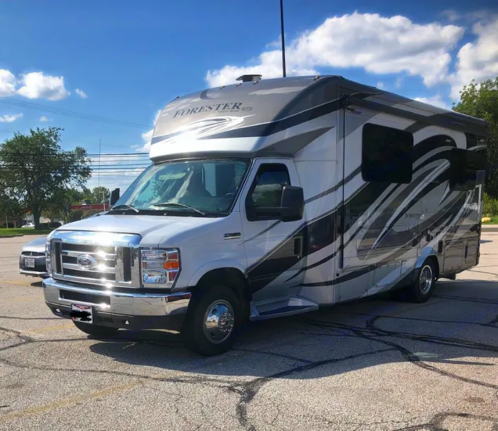 Easy to drive and fits in just over one parking spot (due to length). Forest River Forester 2016