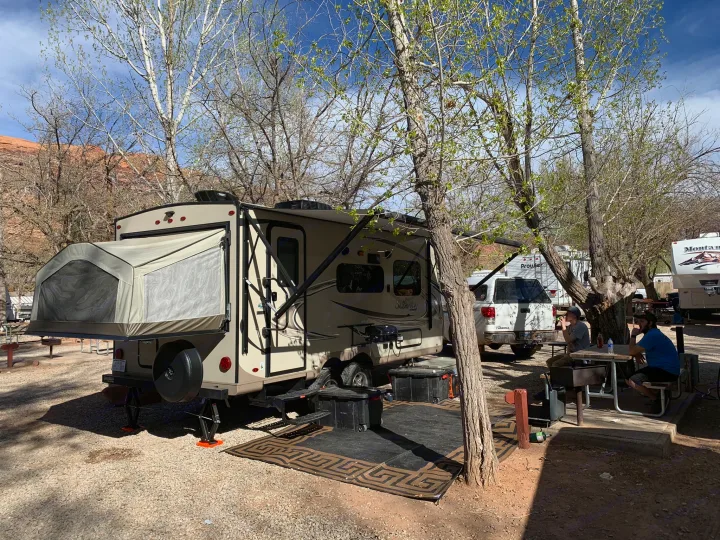 Set up in Moab for its first trip!. Forest River Flagstaff Shamrock 2018