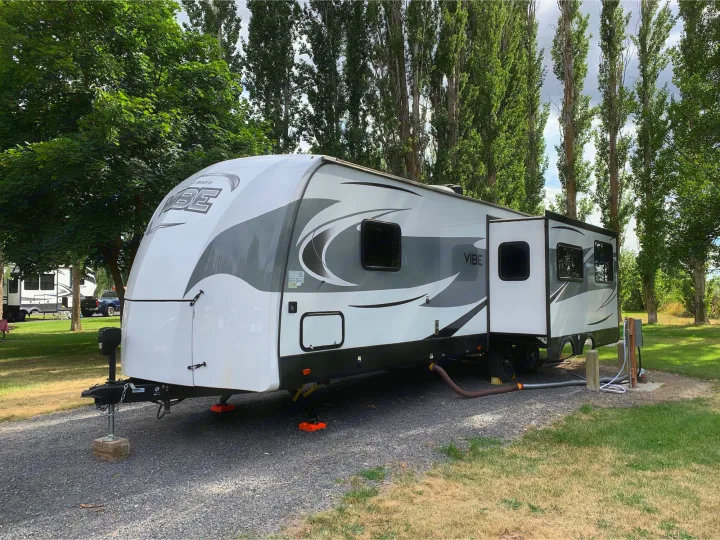 At the park. all setup and ready. Forest River Vibe 2018