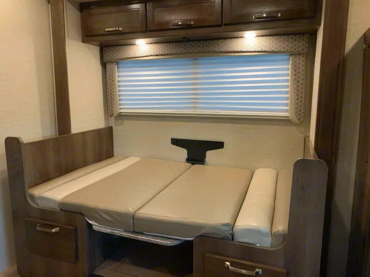 Dining table convert to double bed. Jayco Melbourne 2019