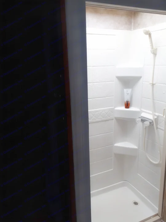 Step into this clean, compact shower, perfect for your RV rental adventure. Features a handheld showerhead and built-in shelves.. Other Other 2009