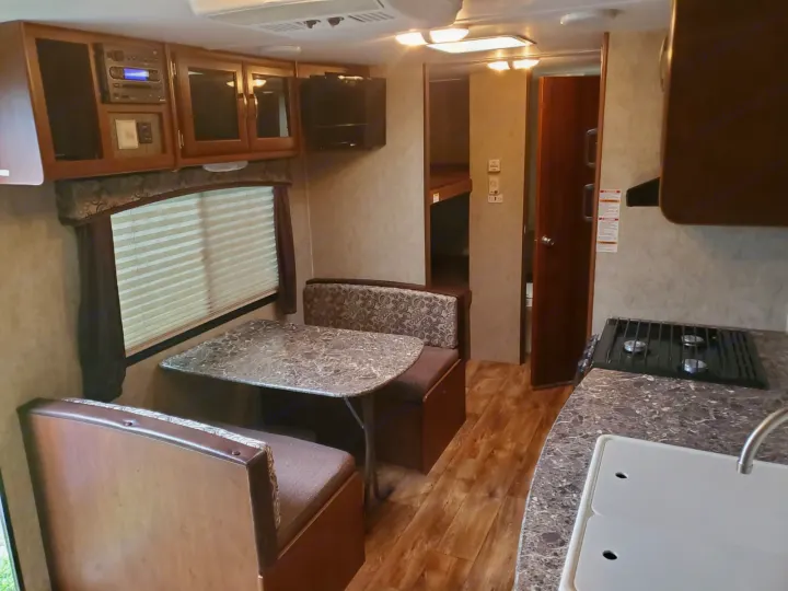 Dinette set converts into bed.. Keystone Passport 2016