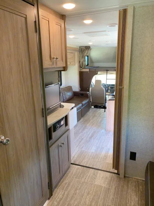 View from bunks & TV / blu-ray player.. Forest River Forester 2020