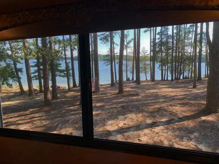 Looking out from Marshmallow large window. Thor Motor Coach Freedom Elite 2016