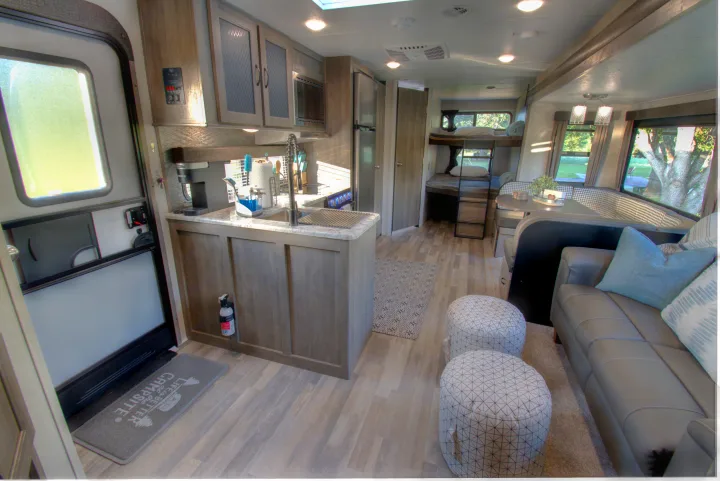 Beautiful interior with amazing layout.. Forest River Vibe 2020