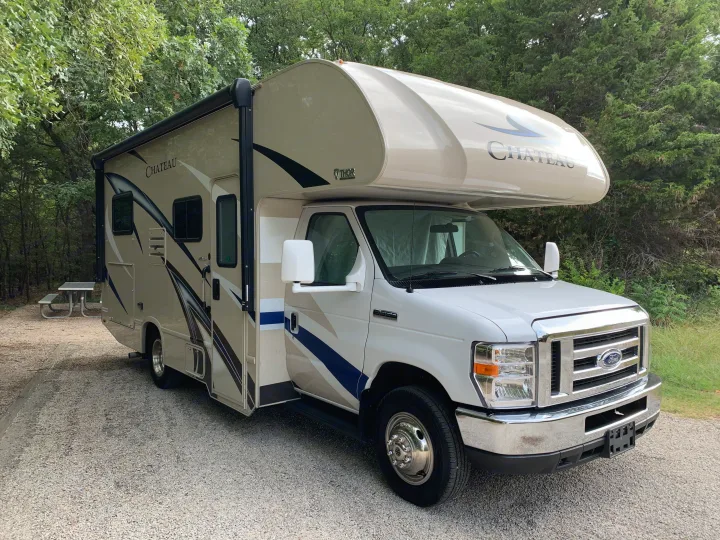 Thor Chateau Class C RV rental parked at a scenic campsite. Ready for your outdoor camping adventures!. Thor Chateau 2019