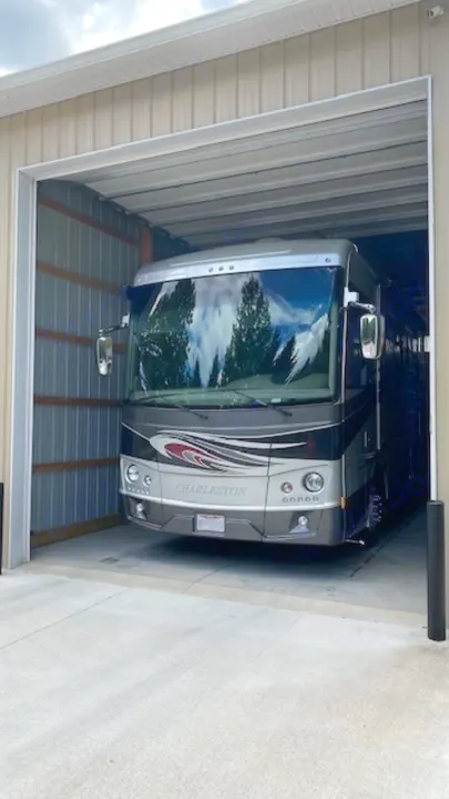 Large Charleston motorhome (RV) securely stored in a dedicated unit, perfect for RV rental.. Charleston Charleston Motorhome 2015