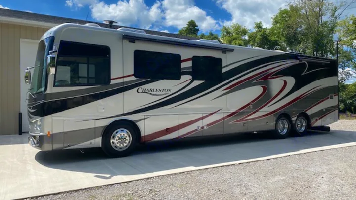 Spacious Charleston RV rental: A modern motorhome with sleek graphics, ready for your next adventure.. Charleston Charleston Motorhome 2015