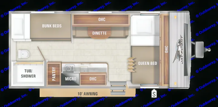 Floor plan of the camper. Jayco Jay Flight 2021
