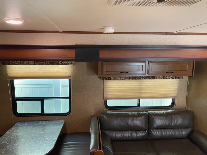Table and couch turn into beds. Jayco Flight 2016