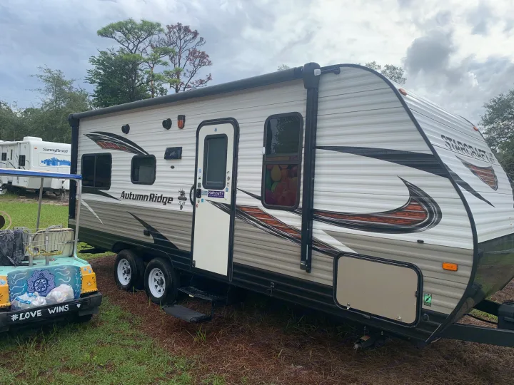 Meet Lola! Super cute- super fun. Available for nightly rental at Eden RV Resort in Hudson, Florida. Starcraft Autumn Ridge 2017