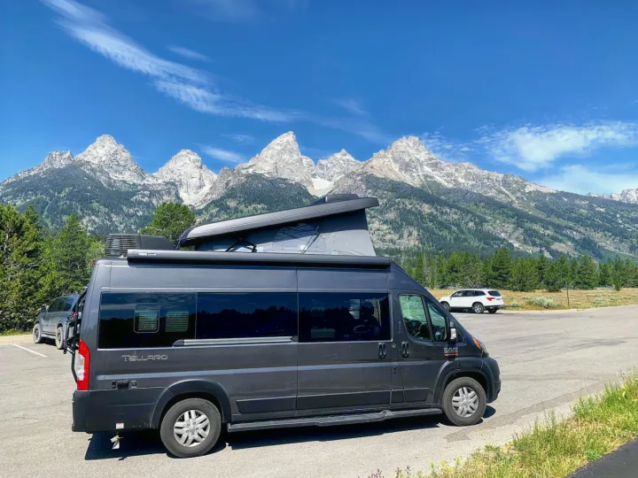 Experience an rv rental with stunning mountain views! This camper van is perfect for national park adventures.. Thor Tellaro 2020