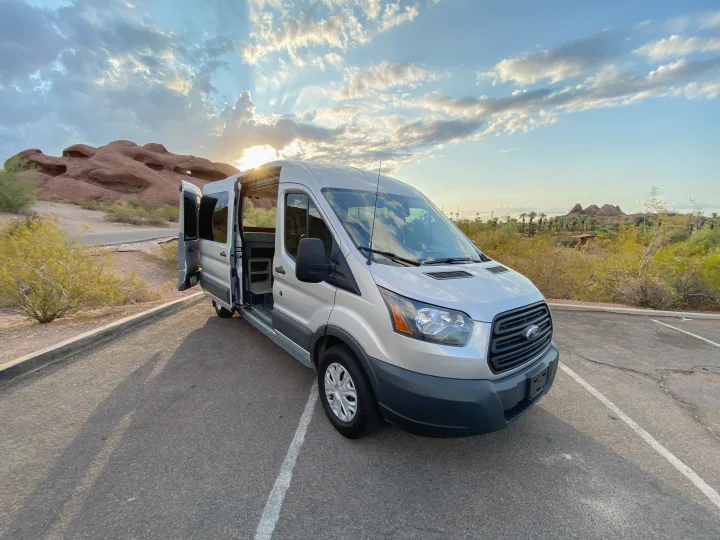 Large windshield provides great visibility and allows you to take in the beautiful views.. Ford Transit Camper Van 2017