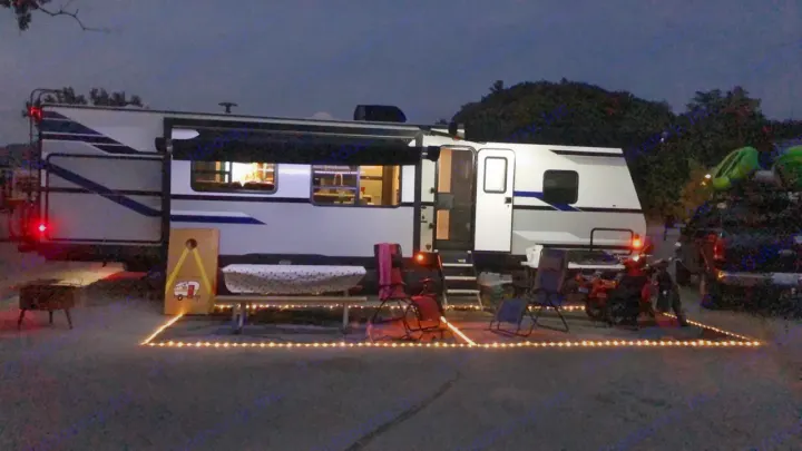 Night view of lights and lit mats. Other Sporttrek 2019