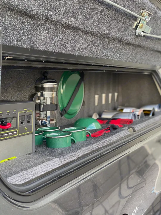 Drivers side kitchen storage. Toyota Tacoma 2016