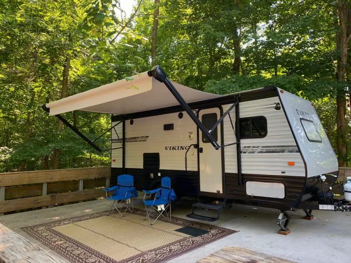 Nice power awning, chairs and outdoor rug included!. Coachmen Viking 2019