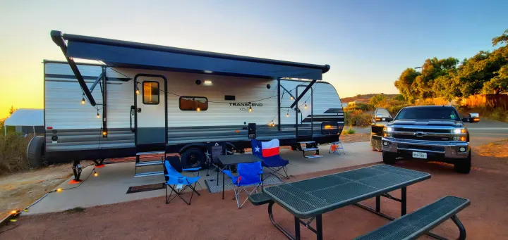 Enjoying the sunset cooking some burgers inside.. Grand Design 265BH 2021