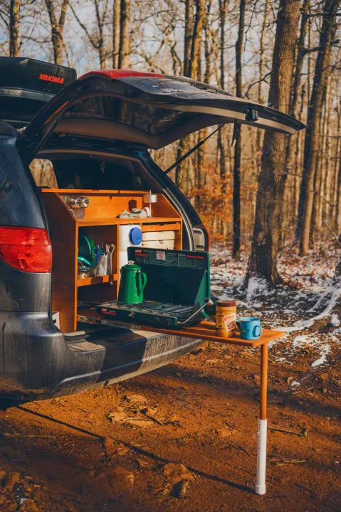An SUV with a custom camping kitchen: pull-out stove, table, and coffee pot ready. Ideal for any RV rental adventure.. Toyota Other 2007