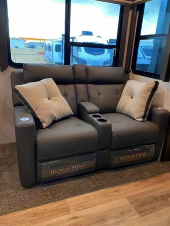 chargers in arm rest.  heat and message chairs in the living room .. Durango Durango Fifth Wheel 2021